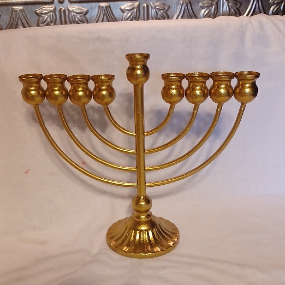 Vintage Other - Vintage Gold Accent Menorah Candle Holder